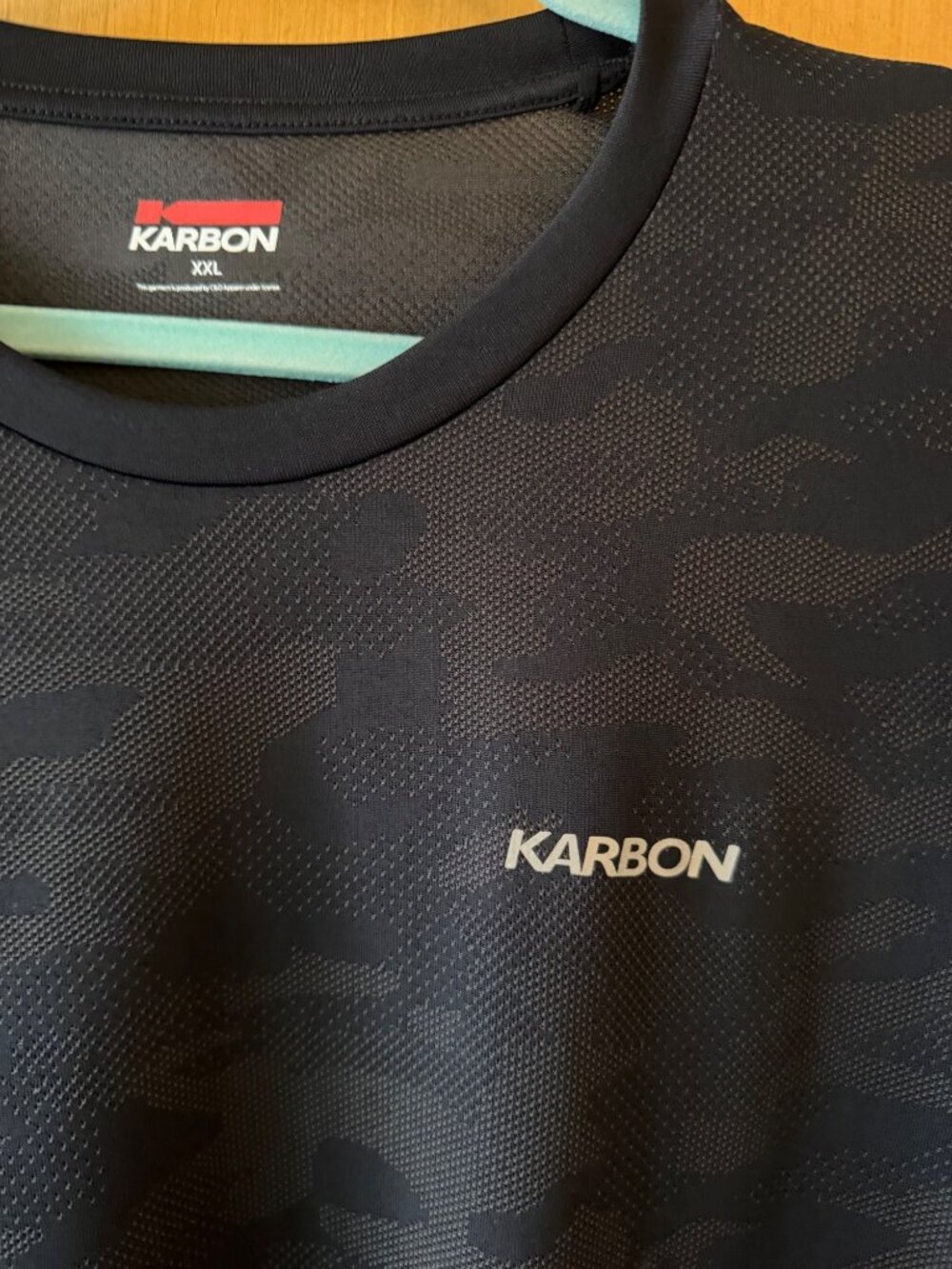 Karbon Mens Camo Short Sleeve Pullover Mesh Knit Shirt Size 2XL Black Quick Dry